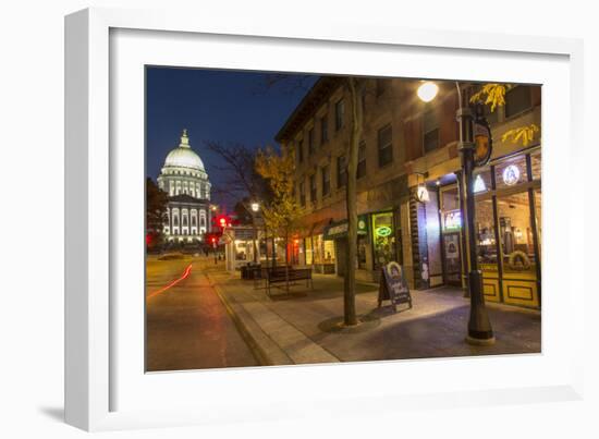 State Street in Downtown Madison, Wisconsin, USA-Chuck Haney-Framed Photographic Print