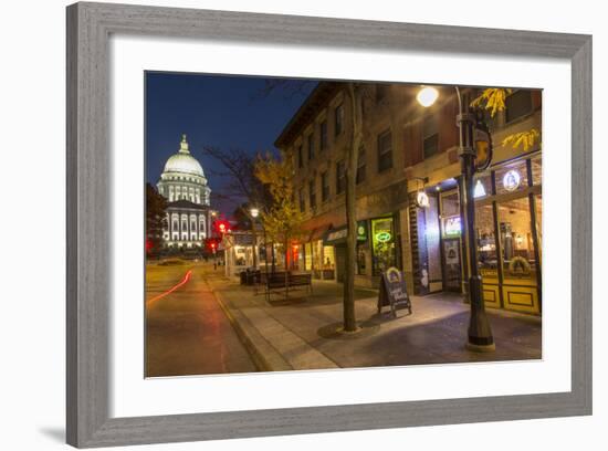 State Street in Downtown Madison, Wisconsin, USA-Chuck Haney-Framed Photographic Print