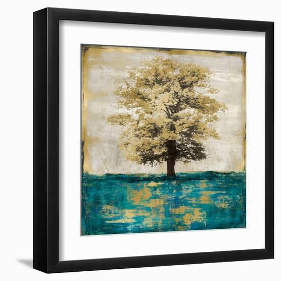 Stately - Aqua with Gold-Eric Turner-Framed Art Print