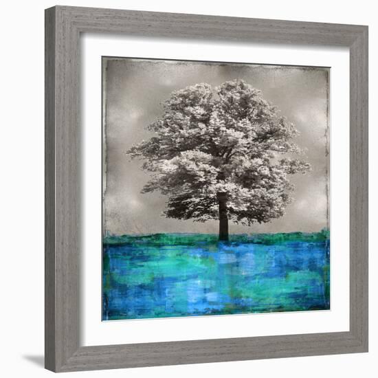 Stately - Blue on Silver-Eric Turner-Framed Art Print