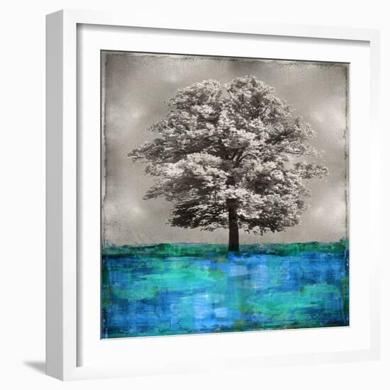 Stately - Blue on Silver-Eric Turner-Framed Art Print