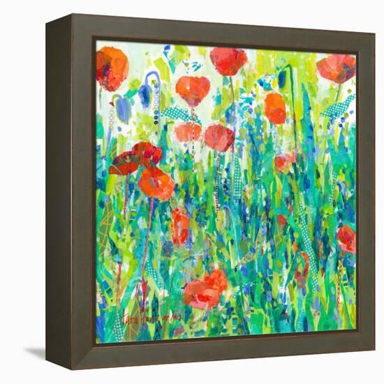 Stately Red Poppies III-Tara Grim-Framed Stretched Canvas