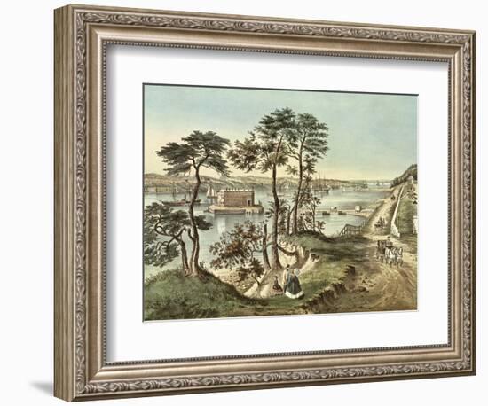 Staten Island and the Narrows from Fort Hamilton-Currier & Ives-Framed Giclee Print