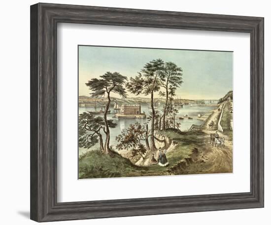 Staten Island and the Narrows from Fort Hamilton-Currier & Ives-Framed Giclee Print