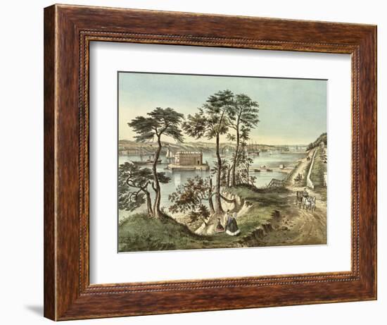 Staten Island and the Narrows from Fort Hamilton-Currier & Ives-Framed Giclee Print