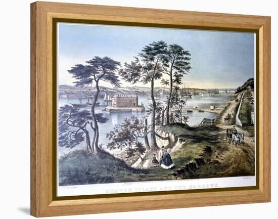 Staten Island and the Narrows, New York, USA, C1834-C1876-Frances Flora Bond Palmer-Framed Premier Image Canvas