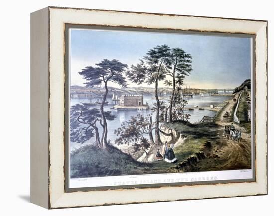 Staten Island and the Narrows, New York, USA, C1834-C1876-Frances Flora Bond Palmer-Framed Premier Image Canvas