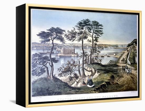 Staten Island and the Narrows, New York, USA, C1834-C1876-Frances Flora Bond Palmer-Framed Premier Image Canvas