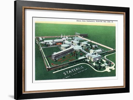 Stateville, Illinois - Aerial View of Illinois State Penitentiary Near Joliet, c.1945-Lantern Press-Framed Art Print