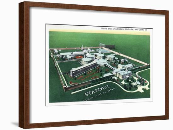Stateville, Illinois - Aerial View of Illinois State Penitentiary Near Joliet, c.1945-Lantern Press-Framed Art Print