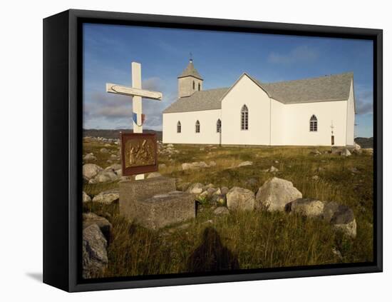 Station of the Cross and Church, St. Pierre Et Miquelon, Isle Aux Marins, Near Newfoundland, Canada-Ken Gillham-Framed Premier Image Canvas