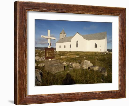 Station of the Cross and Church, St. Pierre Et Miquelon, Isle Aux Marins, Near Newfoundland, Canada-Ken Gillham-Framed Photographic Print