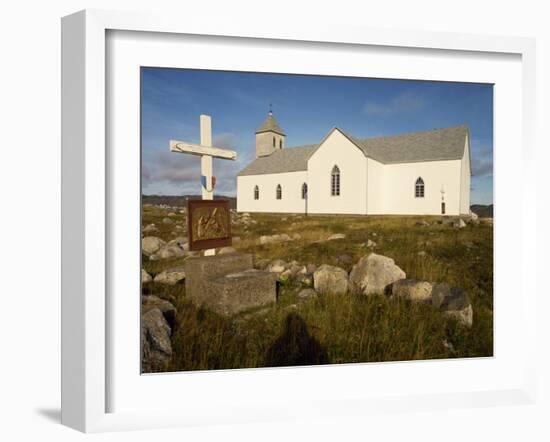 Station of the Cross and Church, St. Pierre Et Miquelon, Isle Aux Marins, Near Newfoundland, Canada-Ken Gillham-Framed Photographic Print