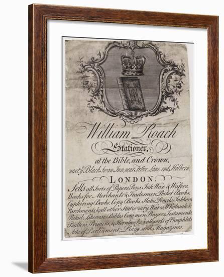 Stationer, William Roach, Trade Card-null-Framed Giclee Print
