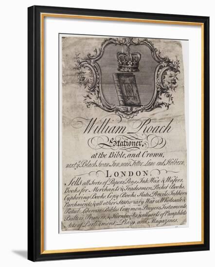 Stationer, William Roach, Trade Card-null-Framed Giclee Print