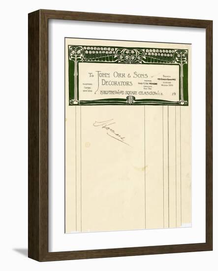 Stationery Design for John Orr and Sons, Glasgow, C.1894-1898-Charles Rennie Mackintosh-Framed Giclee Print