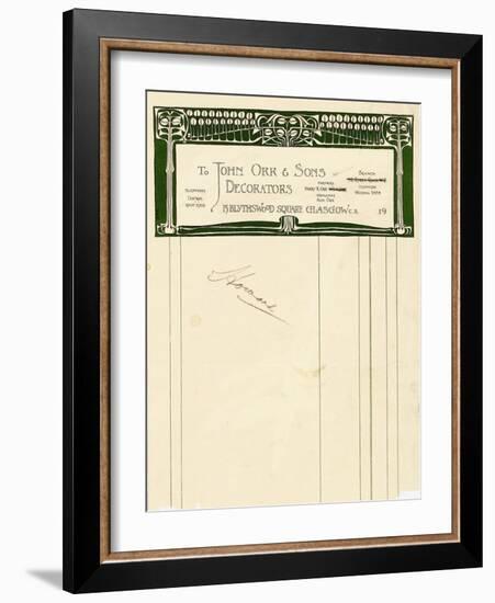 Stationery Design for John Orr and Sons, Glasgow, C.1894-1898-Charles Rennie Mackintosh-Framed Giclee Print