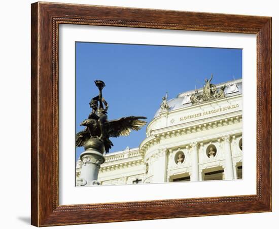 Statue and Detail of Facade of Bratislava's Neo-Baroque Slovak National Theatre, Slovakia, Europe-Richard Nebesky-Framed Photographic Print