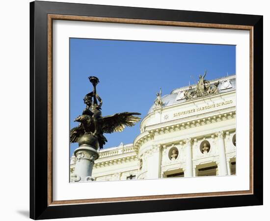 Statue and Detail of Facade of Bratislava's Neo-Baroque Slovak National Theatre, Slovakia, Europe-Richard Nebesky-Framed Photographic Print