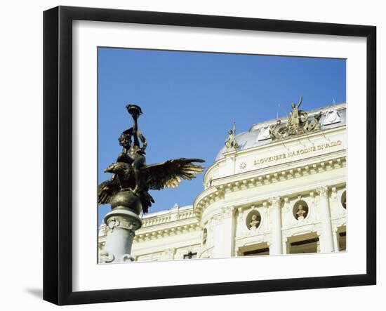 Statue and Detail of Facade of Bratislava's Neo-Baroque Slovak National Theatre, Slovakia, Europe-Richard Nebesky-Framed Photographic Print