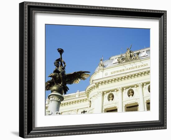 Statue and Detail of Facade of Bratislava's Neo-Baroque Slovak National Theatre, Slovakia, Europe-Richard Nebesky-Framed Photographic Print