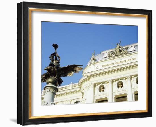 Statue and Detail of Facade of Bratislava's Neo-Baroque Slovak National Theatre, Slovakia, Europe-Richard Nebesky-Framed Photographic Print