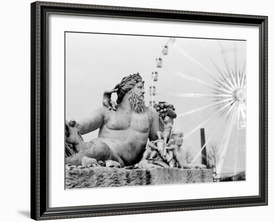 Statue and Ferris Wheel, Jardin Des Tuileries-Walter Bibikow-Framed Photographic Print