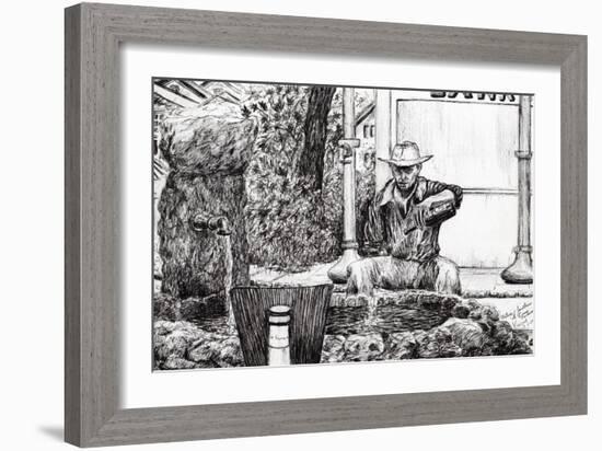 Statue and Fountain, Crans-Montana, Switzerland, 2009-Vincent Alexander Booth-Framed Giclee Print