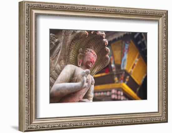 Statue at Bhimsen Temple, Kathmandu, Nepal, Asia-Ian Trower-Framed Photographic Print