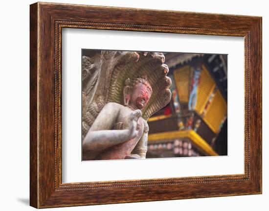 Statue at Bhimsen Temple, Kathmandu, Nepal, Asia-Ian Trower-Framed Photographic Print