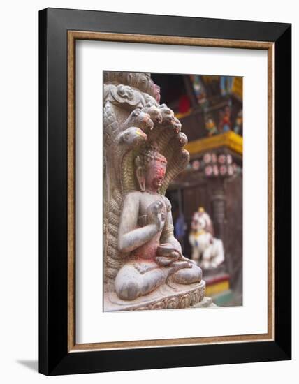 Statue at Bhimsen Temple, Kathmandu, Nepal, Asia-Ian Trower-Framed Photographic Print