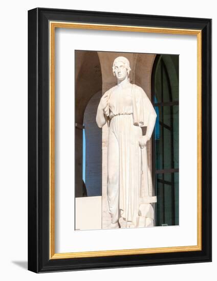 Statue at Palazzo della Civilta Italiana (Palazzo della Civilta del Lavoro) (Square Colosseum)-Nico Tondini-Framed Photographic Print