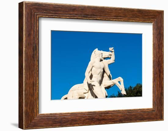 Statue at Palazzo della Civilta Italiana (Palazzo della Civilta del Lavoro) (Square Colosseum)-Nico Tondini-Framed Photographic Print