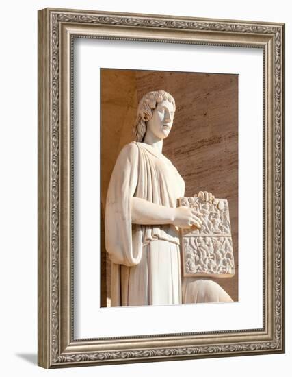 Statue at Palazzo della Civilta Italiana (Palazzo della Civilta del Lavoro) (Square Colosseum)-Nico Tondini-Framed Photographic Print