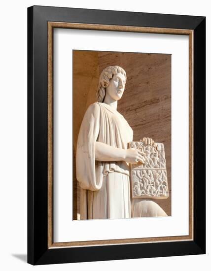 Statue at Palazzo della Civilta Italiana (Palazzo della Civilta del Lavoro) (Square Colosseum)-Nico Tondini-Framed Photographic Print