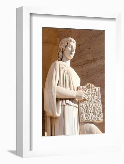 Statue at Palazzo della Civilta Italiana (Palazzo della Civilta del Lavoro) (Square Colosseum)-Nico Tondini-Framed Photographic Print