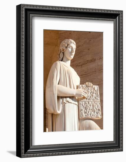 Statue at Palazzo della Civilta Italiana (Palazzo della Civilta del Lavoro) (Square Colosseum)-Nico Tondini-Framed Photographic Print