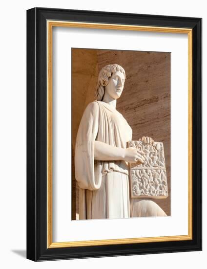 Statue at Palazzo della Civilta Italiana (Palazzo della Civilta del Lavoro) (Square Colosseum)-Nico Tondini-Framed Photographic Print