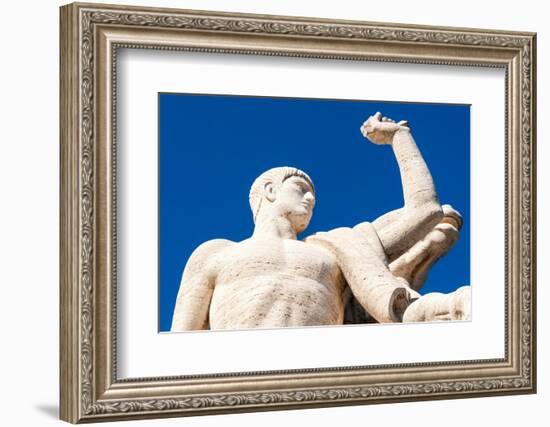 Statue at Palazzo della Civilta Italiana (Palazzo della Civilta del Lavoro) (Square Colosseum)-Nico Tondini-Framed Photographic Print