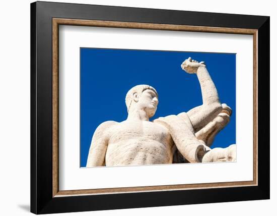 Statue at Palazzo della Civilta Italiana (Palazzo della Civilta del Lavoro) (Square Colosseum)-Nico Tondini-Framed Photographic Print