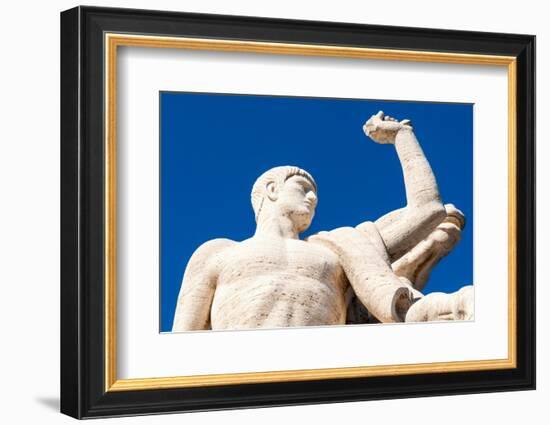 Statue at Palazzo della Civilta Italiana (Palazzo della Civilta del Lavoro) (Square Colosseum)-Nico Tondini-Framed Photographic Print