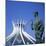 Statue before the Catedral Metropolitana, Brasilia, UNESCO World Heritage Site, Brazil-Geoff Renner-Mounted Photographic Print