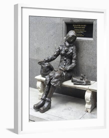 Statue by Tommy Steele of the Eponymous Woman of the Beatles Song, Eleanor Rigby-Ethel Davies-Framed Photographic Print