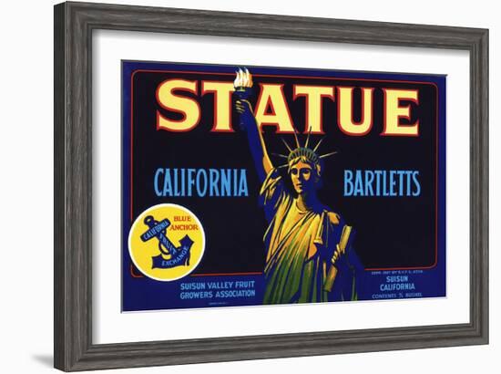 Statue California Bartletts Pear Fruit Crate Label-null-Framed Giclee Print