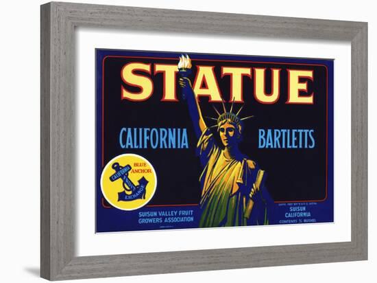 Statue California Bartletts Pear Fruit Crate Label-null-Framed Giclee Print
