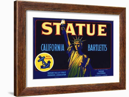 Statue California Bartletts Pear Fruit Crate Label-null-Framed Giclee Print