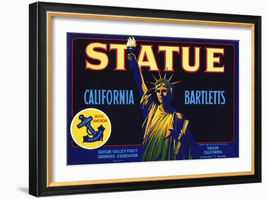 Statue California Bartletts Pear Fruit Crate Label-null-Framed Giclee Print