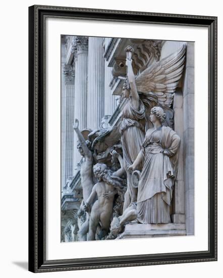 Statue Detail of the Opera Garnier, Opera, Paris, France-Walter Bibikow-Framed Photographic Print