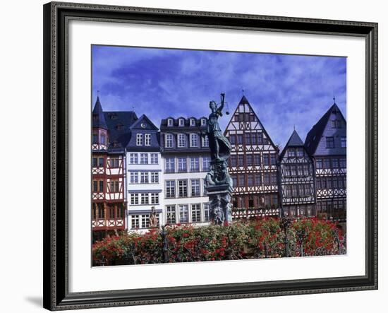 Statue, Garden and Building Facade, Frankfurt, Germany-Peter Adams-Framed Photographic Print