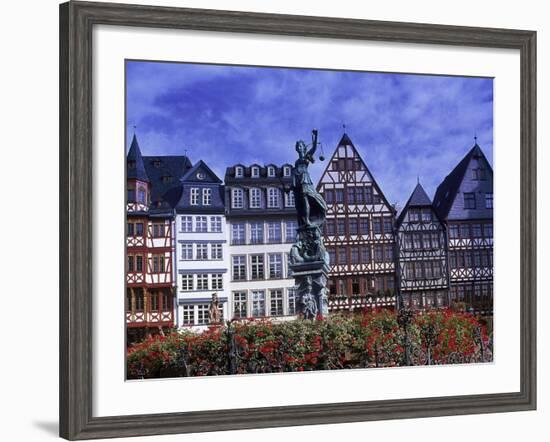 Statue, Garden and Building Facade, Frankfurt, Germany-Peter Adams-Framed Photographic Print